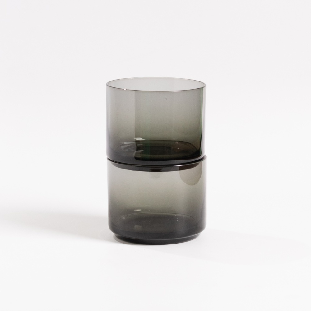 Teroforma Ekke Small Crystal Tumblers Charcoal Set of 2 Modern Midcentury MCM